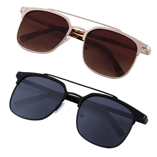 Fako Sunglasses® - Pilotenbril Metal - Piloot Zonnebril - Heren Zonnebril - Dames Zonnebril - Model Jean - Zwart van Fako Sunglasses® — afbeelding 2