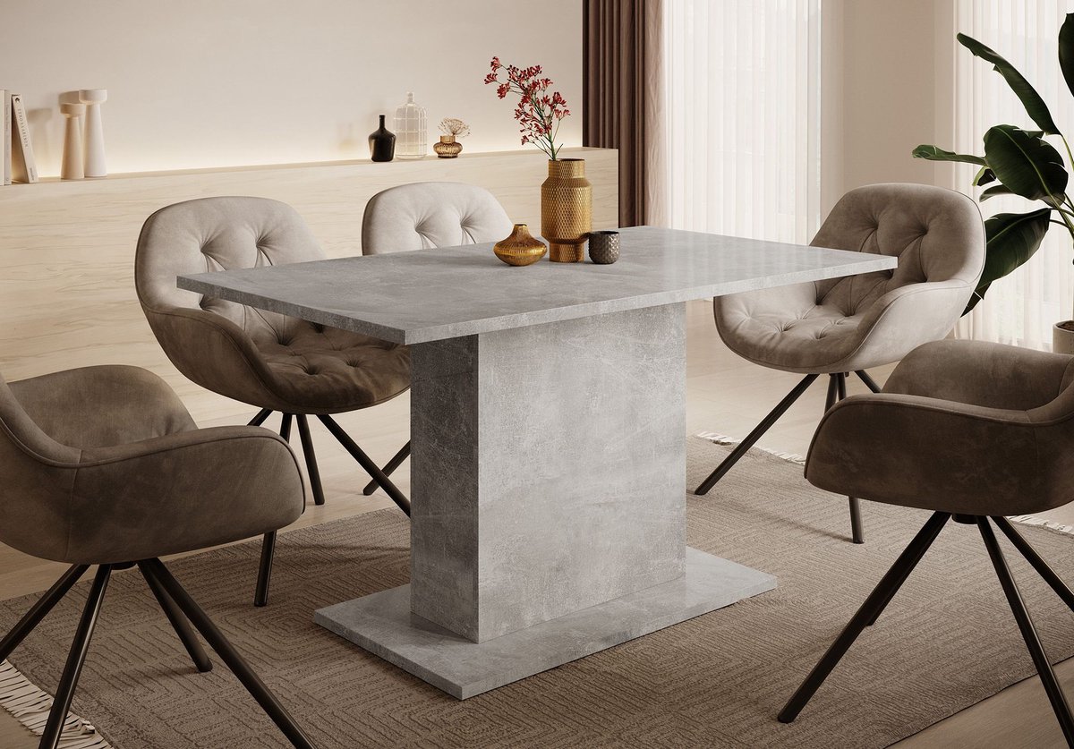 MEUBELLA Eetkamertafel Tova - Grijs betonlook - 138 cm
