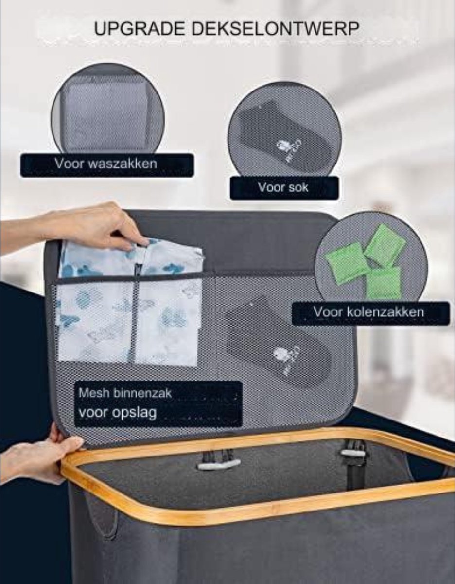 Wasmand - Wassorteerder - 4 vakken - Vintage - Zwart