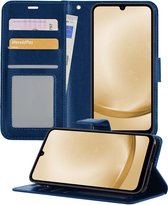 Hoesje Geschikt voor Samsung A25 Hoesje Book Case Hoes Wallet Cover - Hoes Geschikt voor Samsung Galaxy A25 Hoesje Bookcase Hoes - Donkerblauw