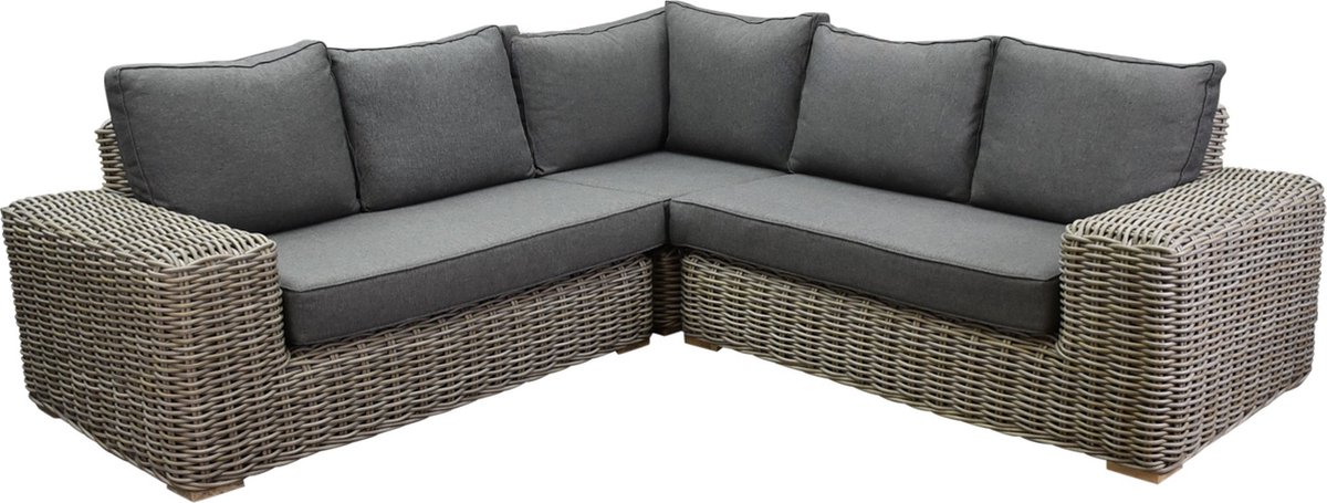 Queen hoek loungeset 3 delig grijs wicker