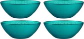 Vivalto Kommetjes/serveer schaaltjes/soepkommen - 4x - Murano - glas - D15 x H6 cm - turquoise blauw - Stapelbaar