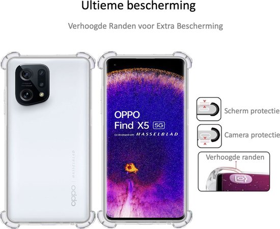Coque Silicone Renforcée Pour Oppo Find X5 - Protection Anti-choc Transparente TPU, Neuve