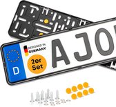 2 x Frameless Number Plate Holders, High Quality and Advertisement Free, Car Number Plate Holder, Paint Protection & Reliable Hold, Frameless Number Plate Holder [520 x 110 mm], Car Number Plate