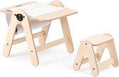 Mamatoyz Ensemble pour tout-petits en bois Modèle Ours Table à dessin et tabouret Ours naturel