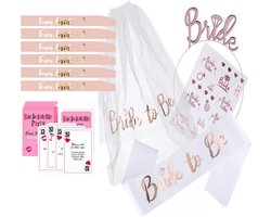 Bride to be 29-delig feestpakket Vrijgezellenfeest vrouw - Team bride - Bride to be sjerp - Bride to be sluier - Vrijgezellenfeest met het hele bride team - Team bride sjerp - Bride to be 7 personen