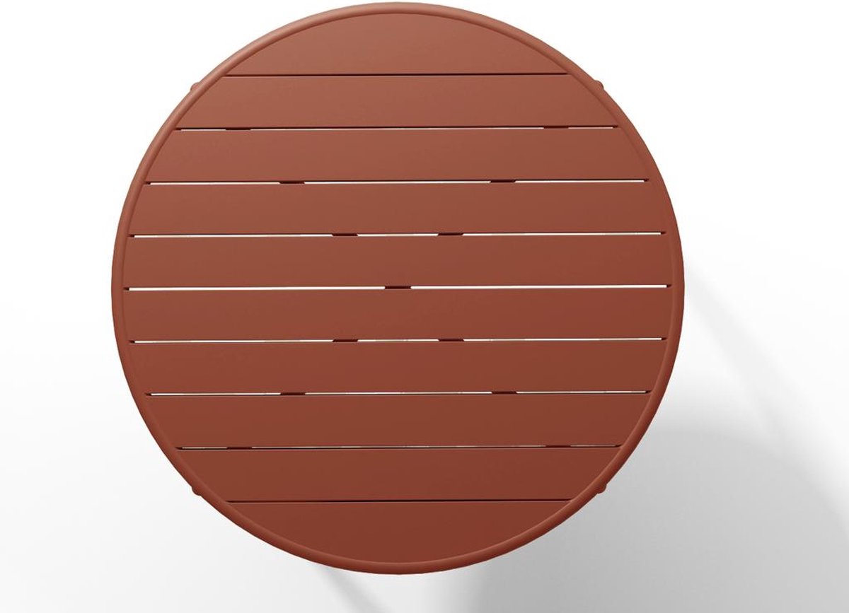 Tuintafel Rond 110 MYLIA Ronde tuintafel D110 van metaal - Terracotta - MIRMANDE L 110 cm ...