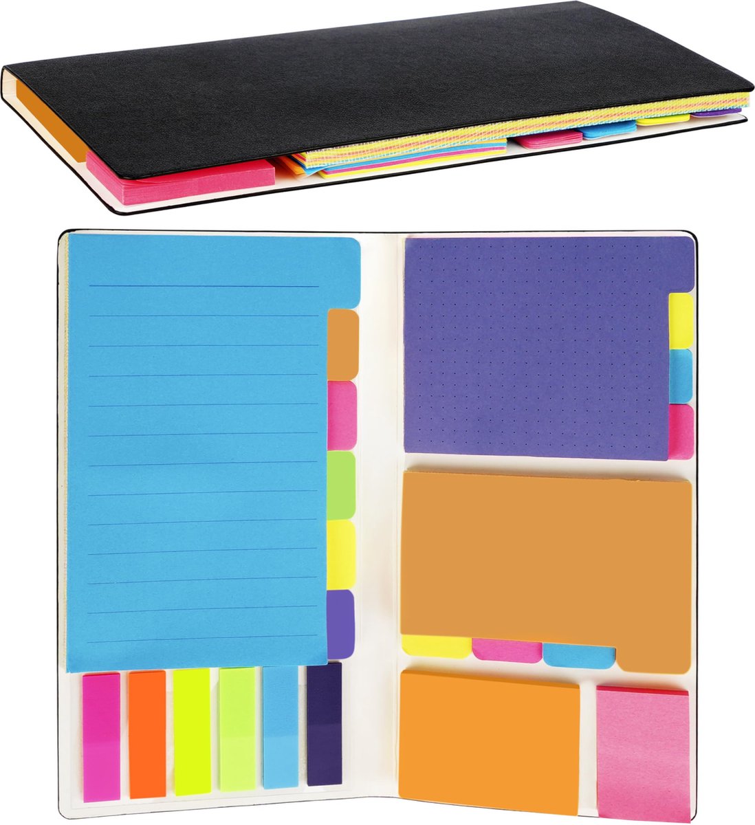 BELLE VOUS Gerecycled Lijn Papieren Notitieblok met 48 Sticky Notes 10 x 20 cm 60 Pagina s Vellen Premium Notitieblok met Kurk Stijl Kaft voor School Kantoor Notities