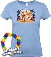 Dames t-shirt Hippies Tropical | Toppers in Concert 2024 | Club Tropicana | Hawaii Shirt | Ibiza Kleding | Lichtblauw Dames | maat XXL