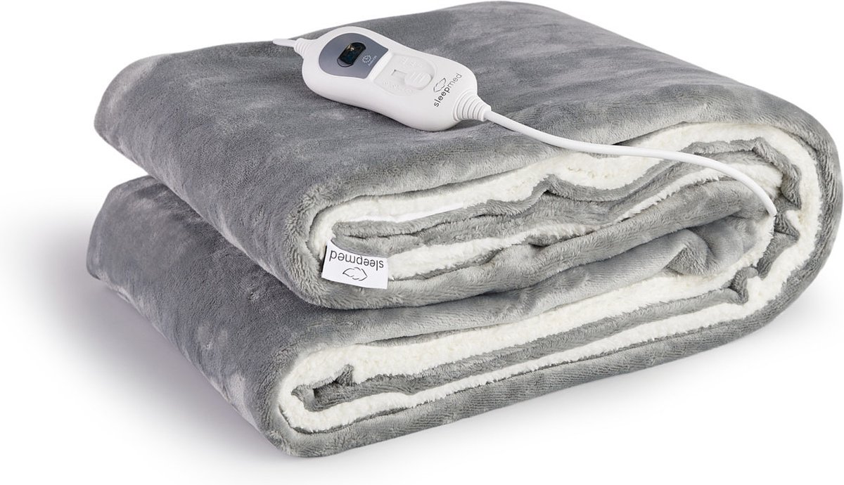 SleedMed Elektrische Knuffeldeken - Bovendeken - Warmtedeken - Sherpa fleece & Flanel - 180x130 cm - 180 min Timer – foto 7
