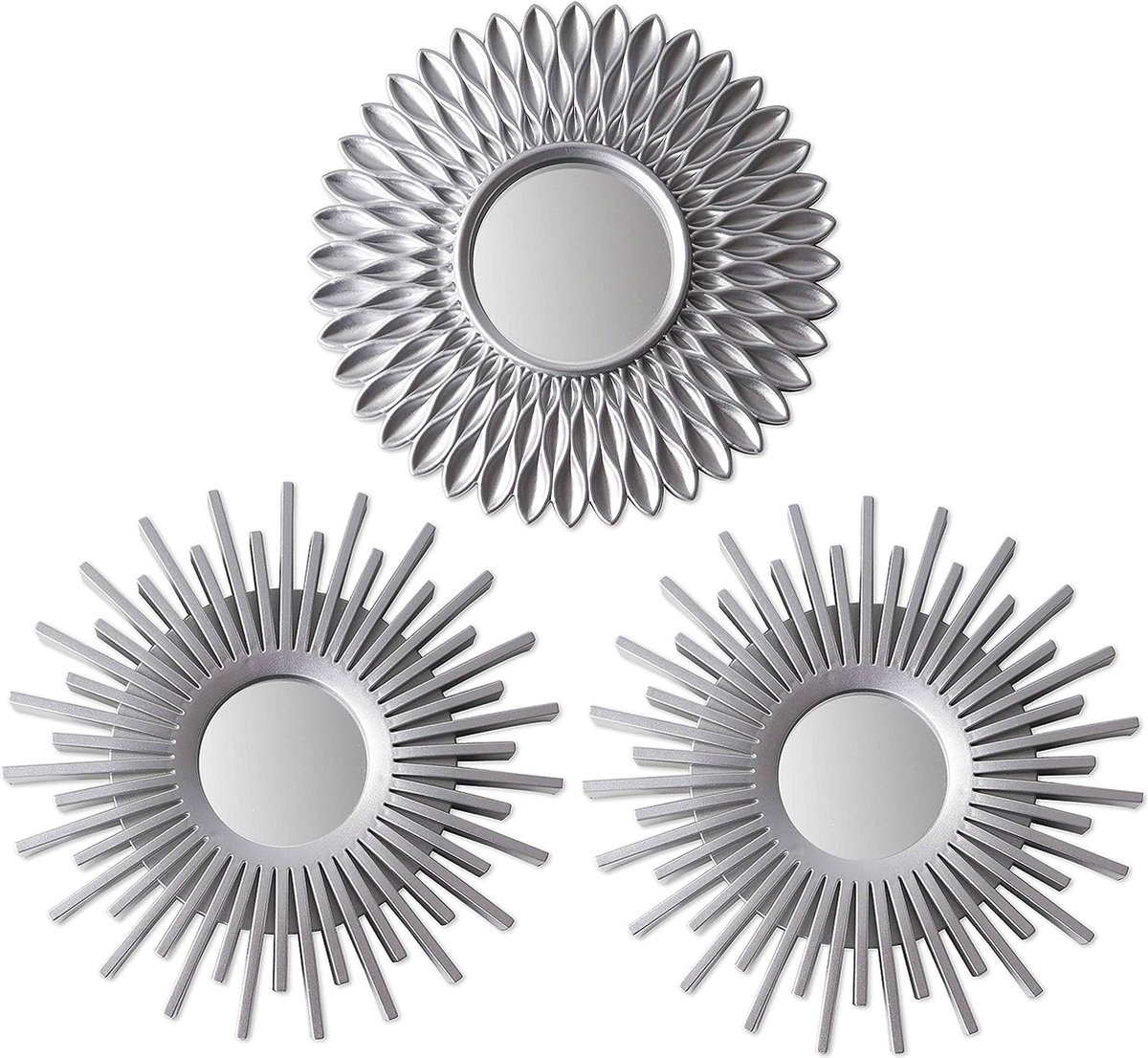 Wandspiegels Pakket 3 - | Zilveren Spiegels Woonkamer, Huis Decoratie, Slaapkamer | Ronde Spiegels Hangende Wand decoratie | Kleine Spiegels Shabby Chic Woonaccessoires | Geschenk Vrouwen Mama
