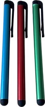 3 stuks gekleurde stylus pennen universeel - Tablet & Telefoon Stift / Robuuste Touchpen / Touchstift / Touch - Blauw/Rood/Groen