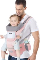 Porte- Portes-bébé ergonomique avec siège de hanche pour tout-petits, sac à dos, porte-bébé à bandoulière pour bébés, transport avant et arrière réglable pour nouveau-né de 3 mois à 3 ans (3-20 kg) (rose)