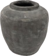 DK Design Vase à fleurs modèle pichet - Rayure - Gris argile - D24 x H26 cm - Vase rustique