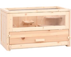 vidaXL - Hamsterkooi - 60x30x35 - cm - massief - vurenhout