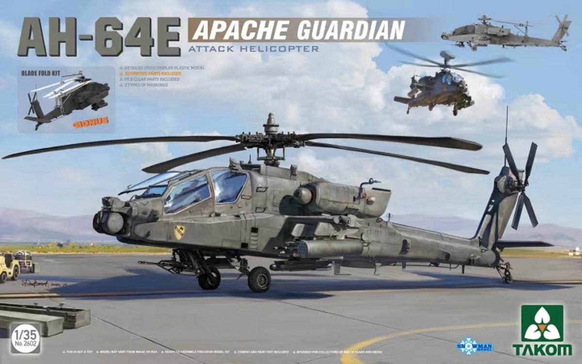 Takom Modelbouwpakket Helikopters - 2602 AH-64E Apache Guardian - Attack Helicopter Plastic - 1:35 - Modelbouw