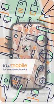 kwmobile Tasje voor smartphones XXL - 7" - Hoesje van neopreen in wit / lichtbruin / grijs - Phone case met nekkoord - Honden Ontwerp design