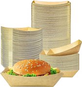 FUZON kleine voedselbakjes van kraftpapier | Bruine kartonnen serveerborden Gerecyclede afhaaldozen | Wegwerpcontainers Houdermanden voor chips Burger BBQ Verjaardagsfeestje Camping 50 Stuks.