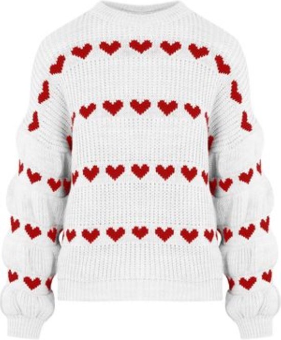 Valentina trui wit rode hartjes gebreide trui tussen trui hartjes trui Valentijn