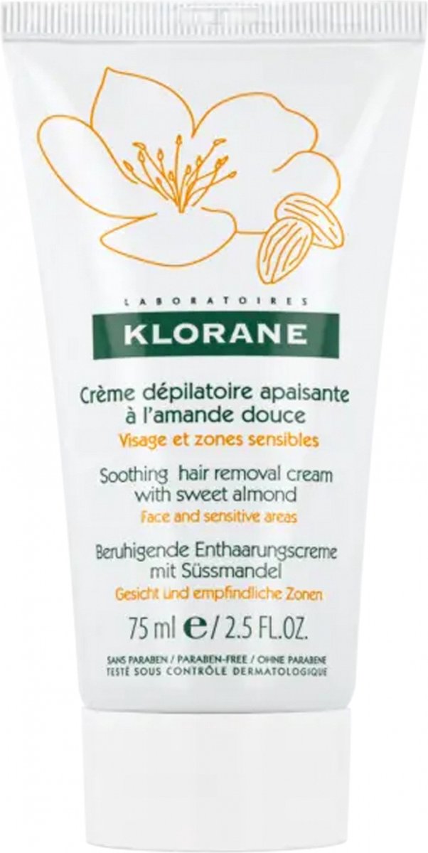 Klorane - AMANDEL - Ontharingscrème - Gezicht en Gevoelige Zones - Tube - 75 ml