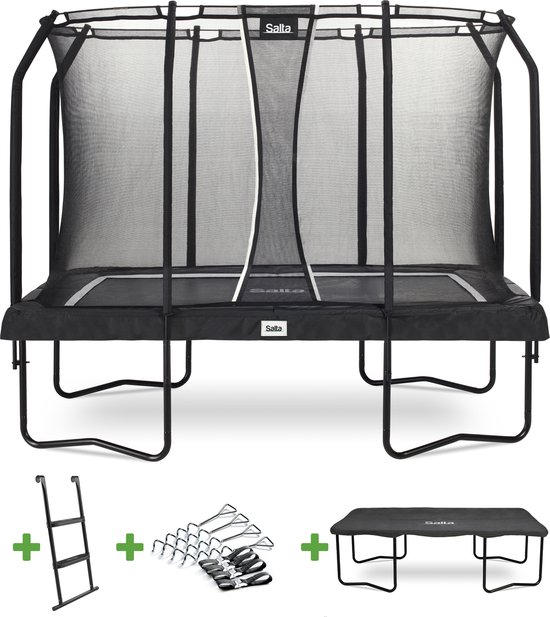 Salta Premium Black Edition - Trampoline - Inclusief veiligheidsnet, ladder, afdekhoes en verankeringsset - 305 x 214 cm - Zwart