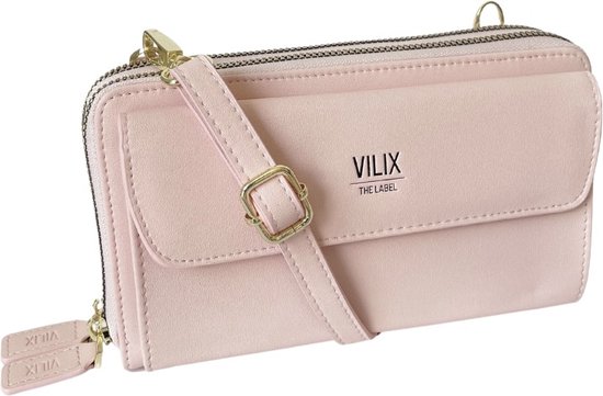 Vilix The Label - Sac Olivia - portefeuille et sac pour téléphone en un - végétalien - compact - Rose clair