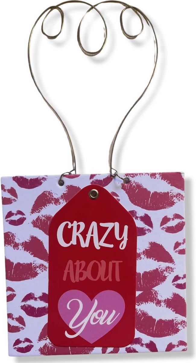 Luxe Valentijn Wenskaart Met Ophangsysteem - Crazy about you - 14x14cm
