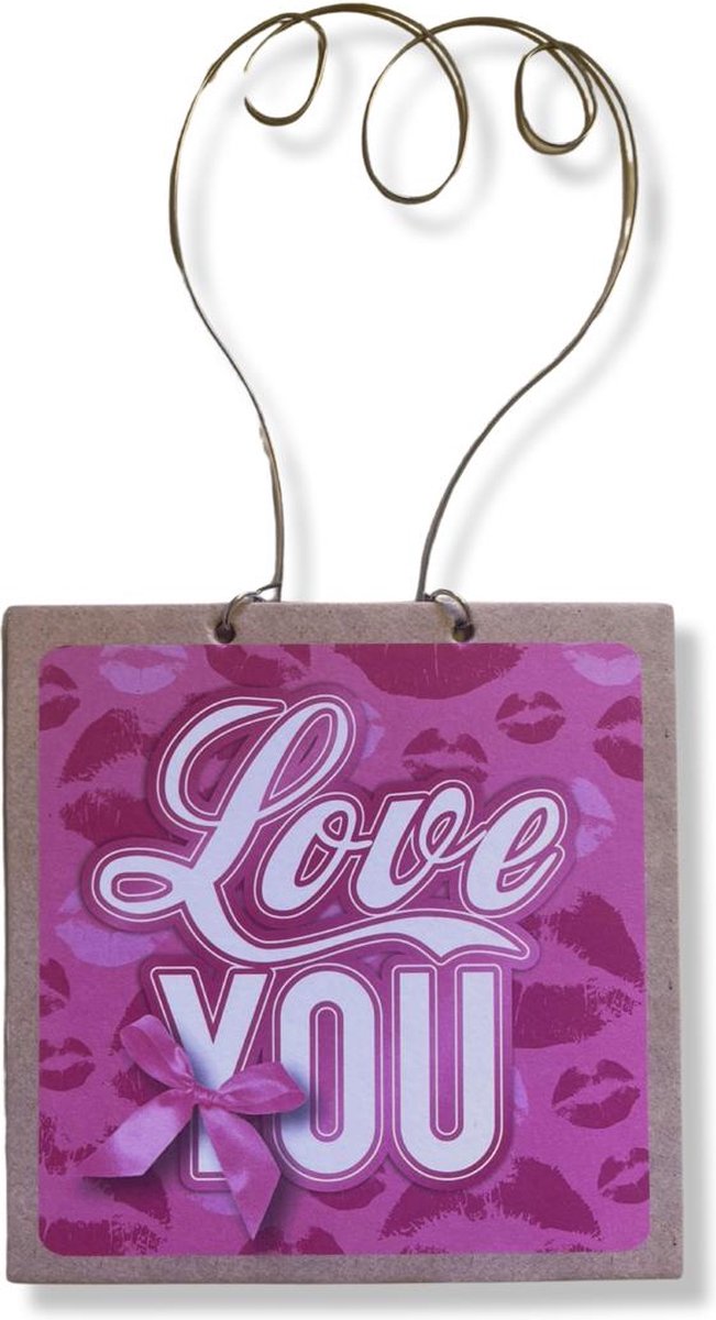 Luxe Valentijn Wenskaart Met Ophangsysteem - Love you - 14x14cm