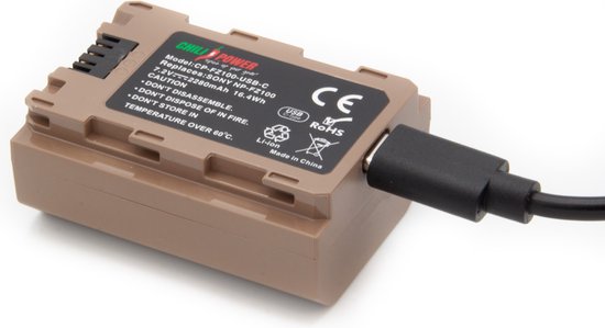 ChiliPower NP-FZ100 USB-C accu 2280mAh voor Sony Alpha A7 III A7 IV A9 FX3 camera
