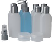 2x Reisflesjes Set Shiny Silver - Kunststof PE BPA-vrij - Navulbare Reisflesjes, Reisflacons Handbagage, Reisset Flesjes, Reisverpakking - Transparant en Zilver - 2 Sets van 6