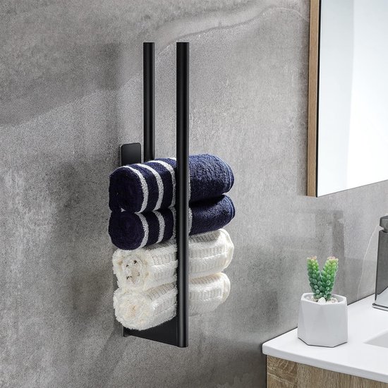 GROHE Start Cube Dubbele handdoekhouder - badkamerwandmontage, dubbele handdoekstang (metaal, verborgen bevestiging, inclusief schroeven en pluggen), maat 654 mm, matzwart, 411042430
