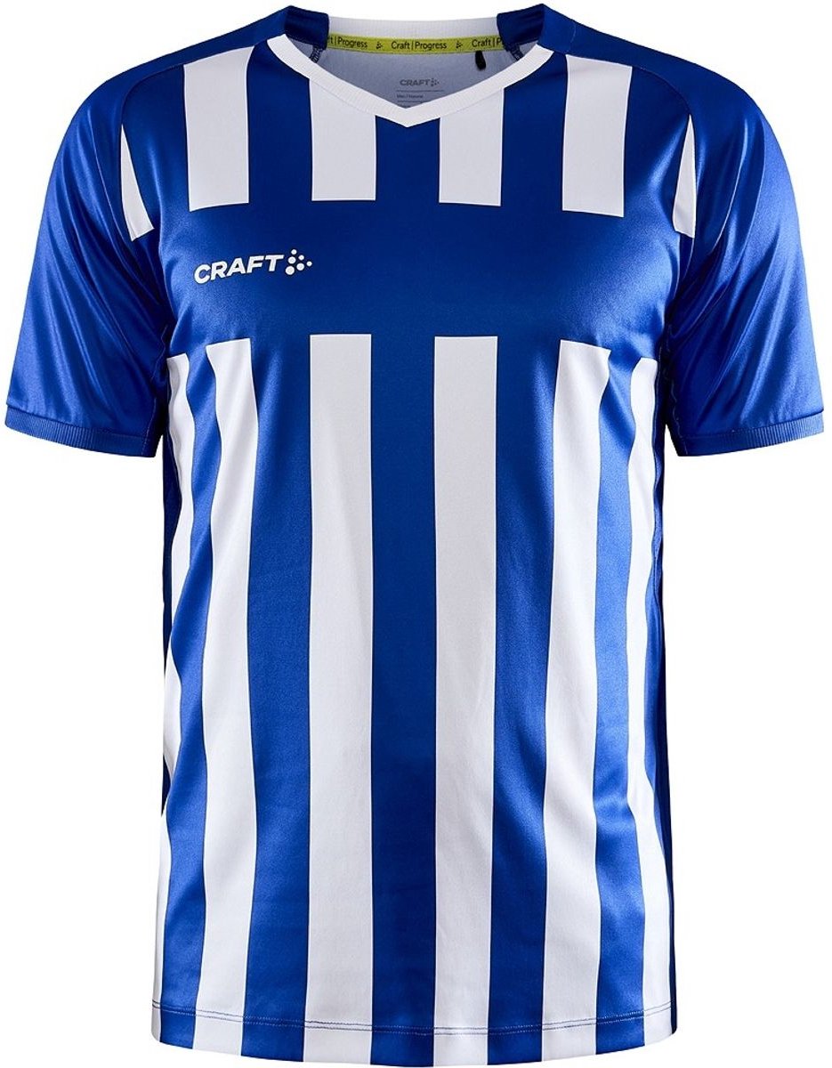 Craft Progress 2.0 Stripe Shirt Korte Mouw Heren - Royal / Wit | Maat: L