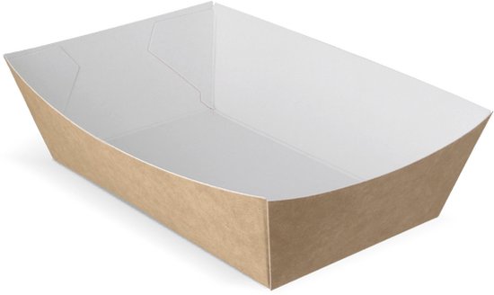 Contenant à frites | A13 Kraft/ Wit | BIO | 400 pièces