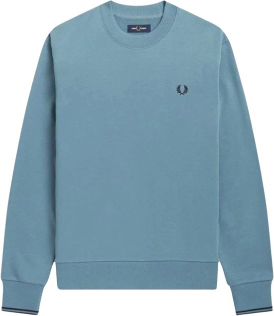 SINGLES DAY! Fred Perry - Sweater Logo Mid Blauw - Heren - Maat M - Regular-fit