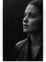 Vrouw in de regen - Vrouw schilderij op canvas - Schilderij op canvas mensen - Vintage schilderij - Canvas schilderijen - Slaapkamer decoratie - 40 x 60 cm 18mm
