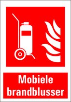 Mobiele brandblusser sticker met tekst 297 x 420 mm