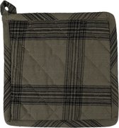 Linen & More - Pannenlap 'Black Check' (20cm x 20cm, Sage)