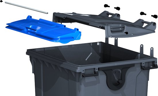 Container 1100 ltr split deksel grijs en blauw Papiercontainer bol