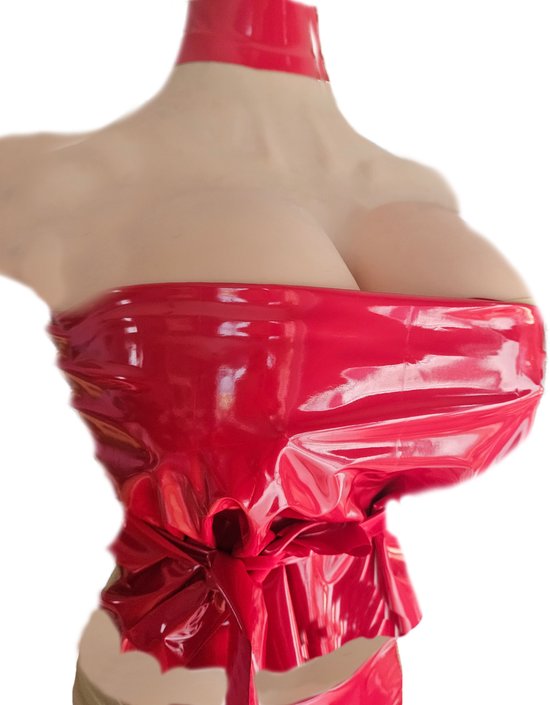 Datex Top (Mix latex en stof) Rood - One size - Sexy Erotische dames BDSM SM fetish kleding