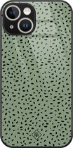 Casimoda® hoesje - Geschikt voor iPhone 13 - Green Confetti - Luxe Hard Case Zwart - Backcover telefoonhoesje - Groen