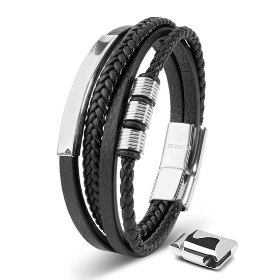 SERASAR Armband voor Heren [Brave] - Zilver 17cm - Magnetische Roestvrijstalen Sluiting