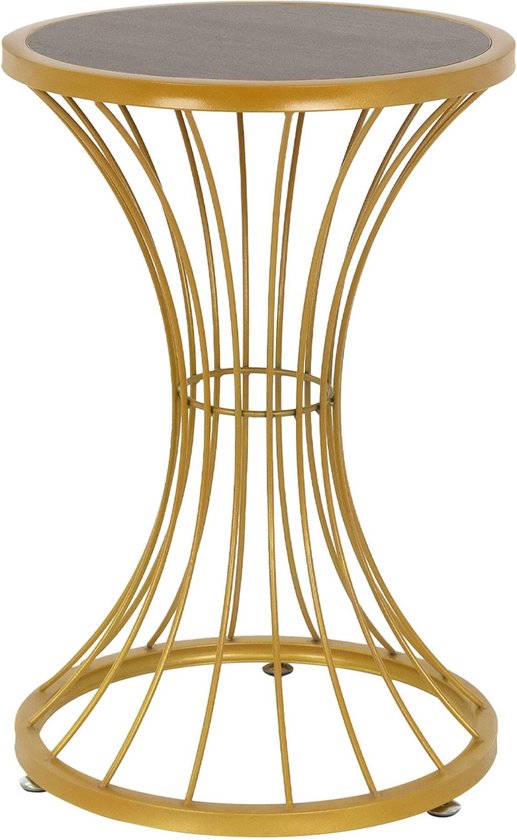 Table d'appoint en forme de sablier Ø 38x57 cm Or en métal et bois ML- Design