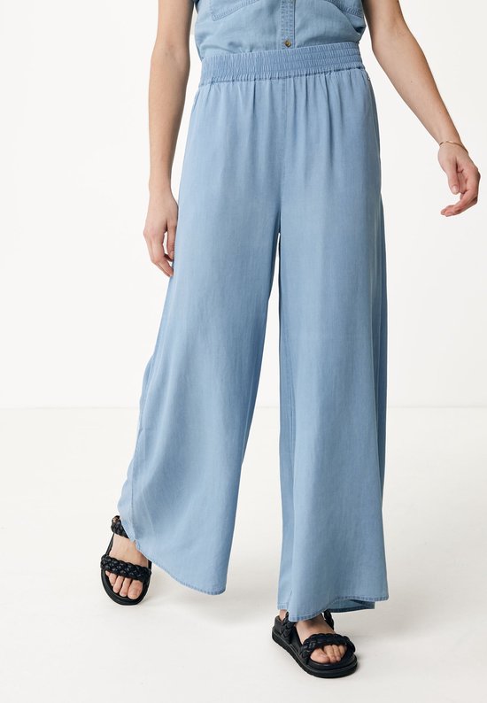 Flowy Broek With Slit Dames - Denim - Maat XS