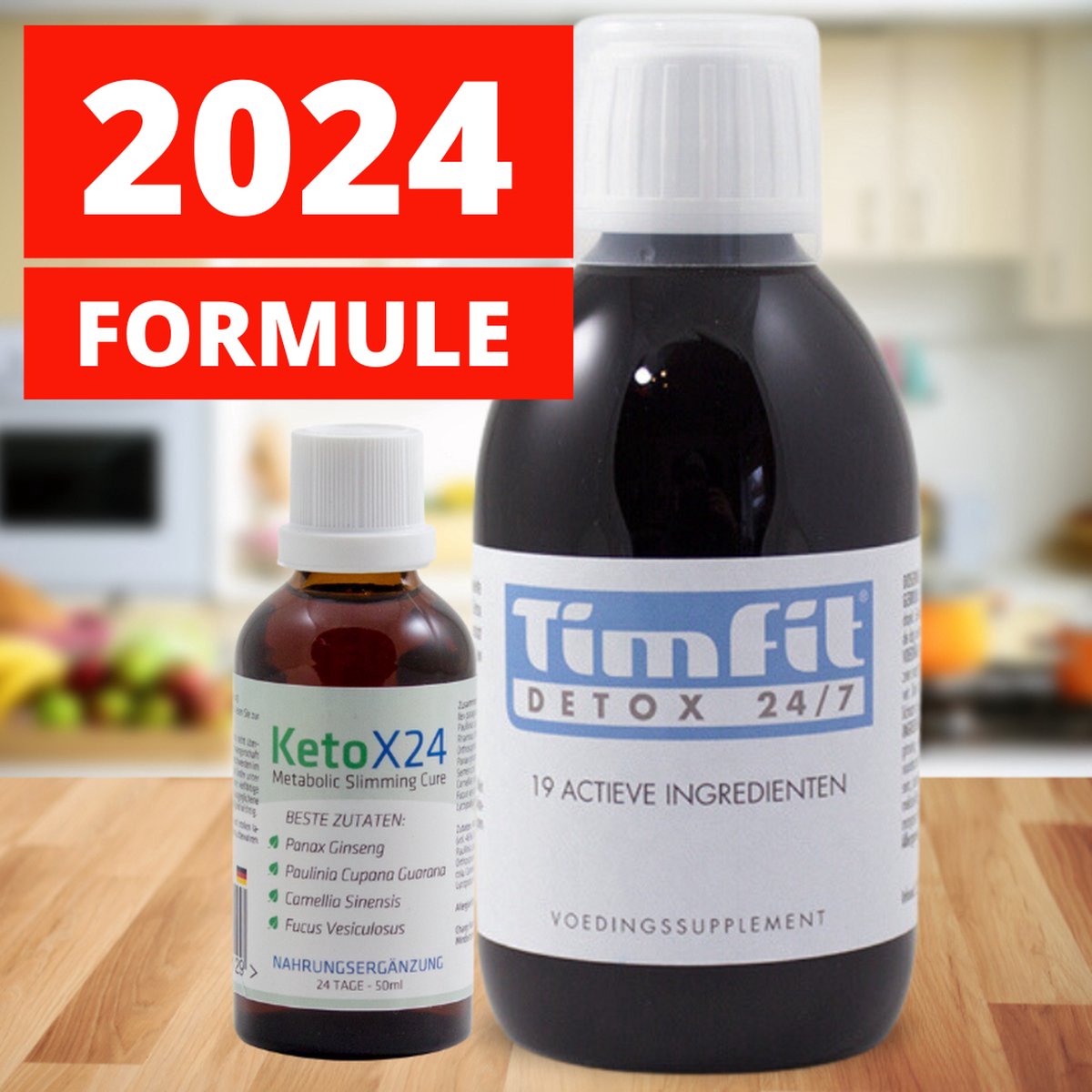 Goedkoopste Afslankkuur 1 maand met Detoxkuur | Vermageren en Detoxen | 10 dagen TimFit Detox & 24 dagen Ketox24 Afslankdruppels