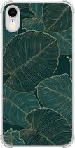 Casimoda® hoesje - Geschikt voor iPhone XR - Monstera Leaves - Shockproof case - Extra sterk - TPU/polycarbonaat - Groen, Transparant