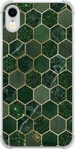 Casimoda® hoesje - Geschikt voor iPhone XR - Kubus Groen - Shockproof case - Extra sterk - TPU/polycarbonaat - Groen, Transparant