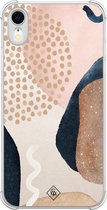 Casimoda® hoesje - Geschikt voor iPhone XR - Abstract Dots - Shockproof case - Extra sterk - TPU/polycarbonaat - Bruin/beige, Transparant
