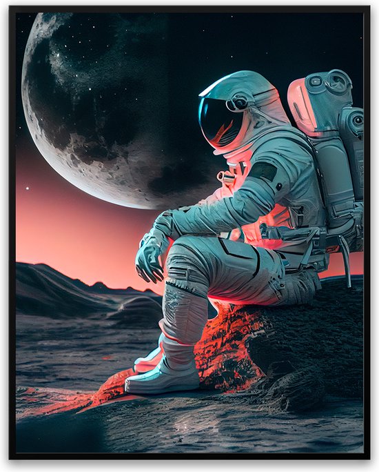 Astronaut fotolijst met glas 30 x 40 cm - Prachtige kwaliteit - Slaapkamer - Woonkamer - Planeet - Ruimtevaarder - Space - Harde lijst - Glazen plaat - inclusief ophangsysteem - Grappige Poster - Foto op hoge kwaliteit uitgeprint