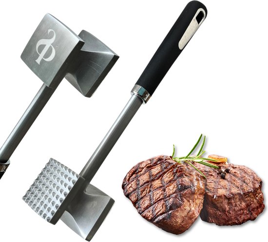 Marteau à viande - Attendrisseur à viande - Argent - Acier inoxydable - Batteur à viande