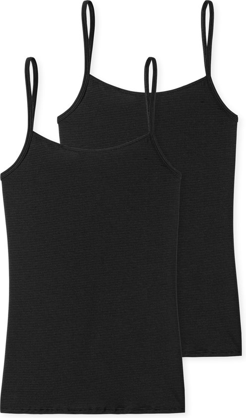 Schiesser 2PACK Spaghetti Top Maillot de Corps Femme - noir - Taille L